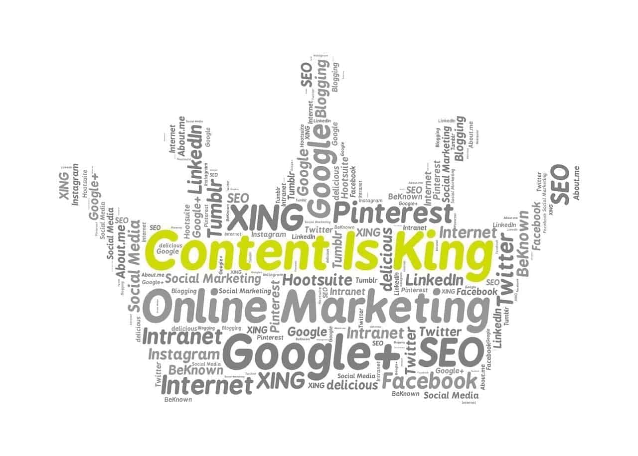 graphic of crown make of marketing content words