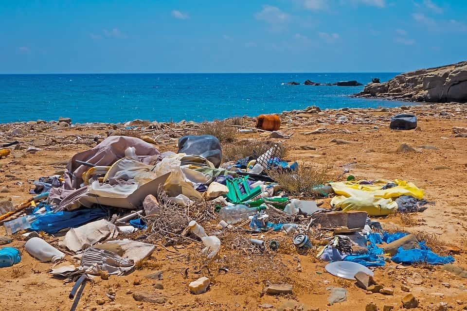 Plastic waste on the beach